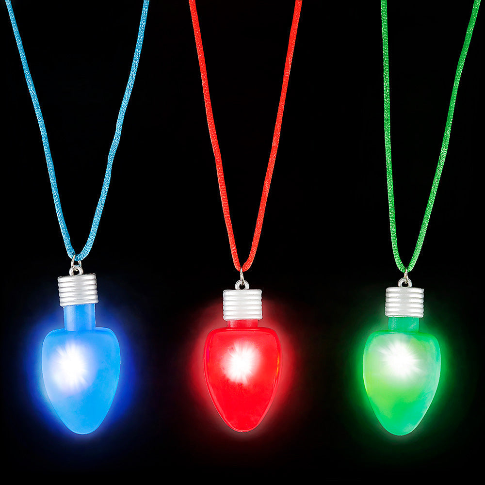 Light-Up Christmas Bulb Necklace Assortment (DZ)