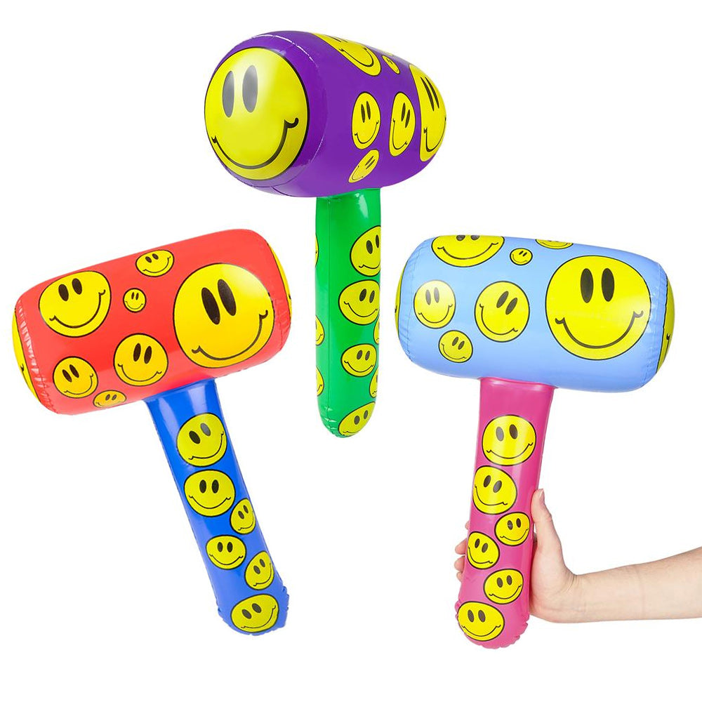 Inflate Smile Face Mallet Assortment 22" (DZ)