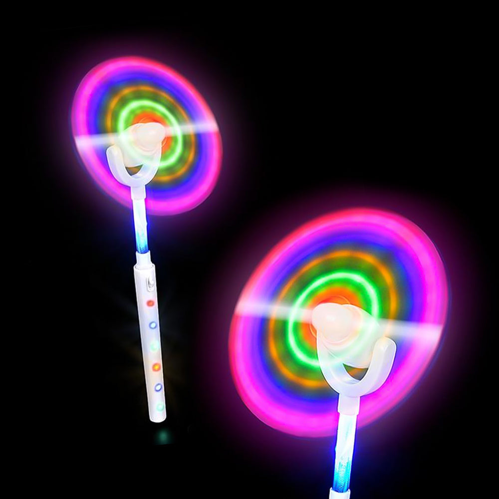 Light Up Swivel Spinner Wand - White 15" (EACH)