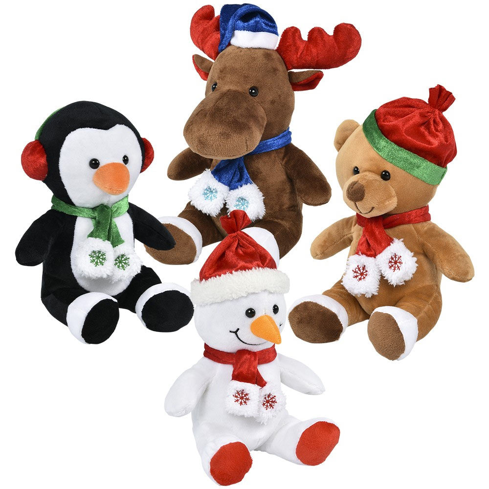 Plush Christmas Character With Scarf Assorted 8" (EACH)