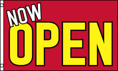 NOW OPEN RED YELLOW 3 X 5 FLAG ( sold by the piece )