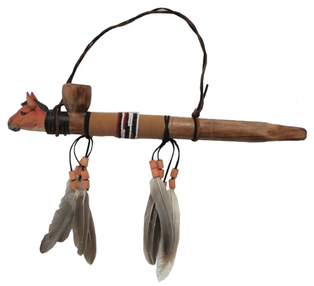 WILD HORSE HEAD WOODEN PEACE PIPE (Sold by the piece)