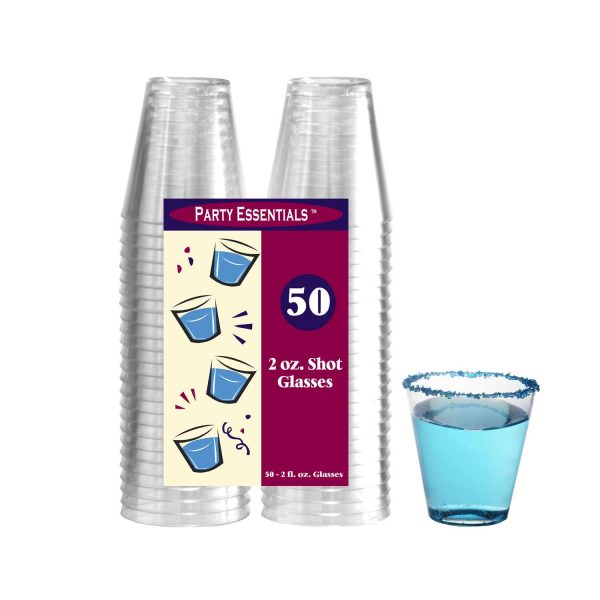 Clear Plastic Shot Glasses 2 oz (50 PACK)