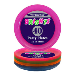 Neon Party Plate Assortment 7.5" (40 PACK)