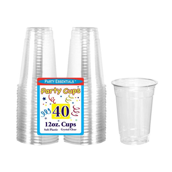 Clear Plastic Cups 12 oz (40 PACK)
