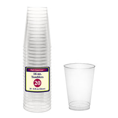 Clear Plastic Tumblers 16 oz (20 PACK)