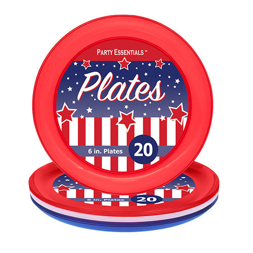 Patriotic Plastic Plates 6" (20 PACK)