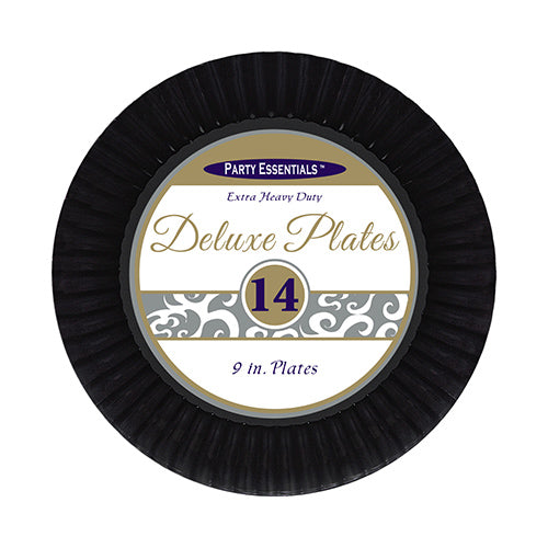 Deluxe Luncheon Plates - Black 9" (14 PACK)