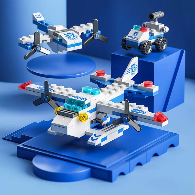 Small Particle Building Blocks Puzzle Assemble Deformation City Military Engineering Vehicle Puzzle Male Kids Gift Street View Aircraft Carrier