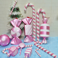 Christmas Decoration Children Dance Performance Crutch Candy Props Pink White Painted Studio Shooting Scene Layout