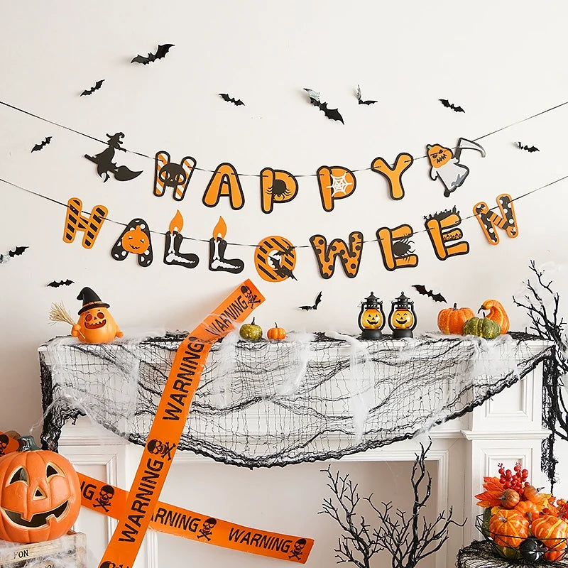 Halloween Decorations Hanging Flag Latte Art Spider Web Kindergarten Is Right Wansheng Theme Party Atmosphere Scene Layout