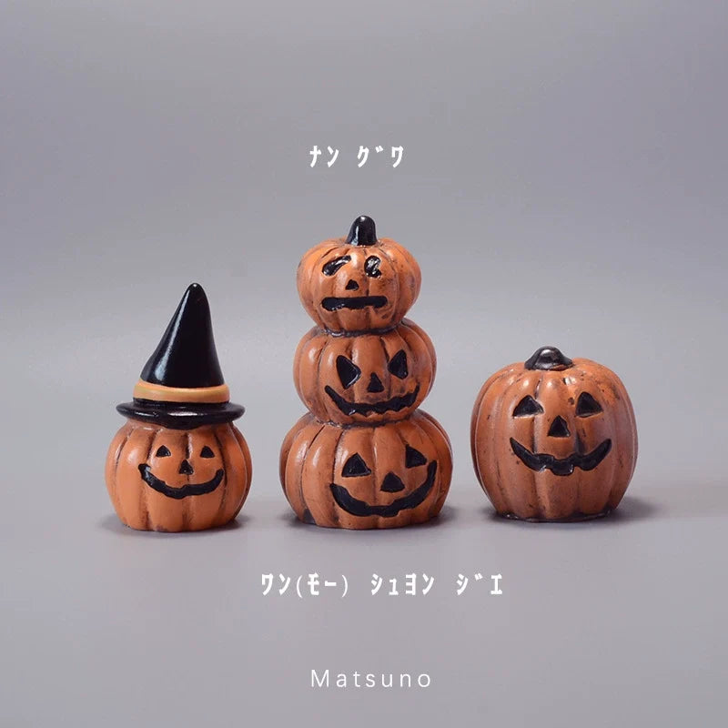Japan-Made Genuine Bulk Goods Japanese-Style Halloween Creative Resin Pumpkin Lamp Small Ornaments Mini Micro Landscape Decorations