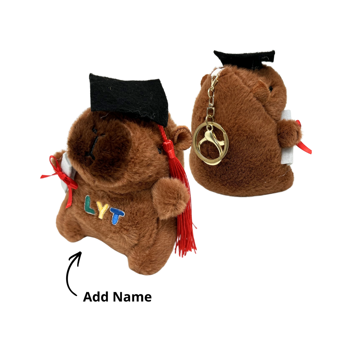 Capybara Graduation Bear Soft Toy Keychain (Name Printing)
