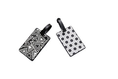 Geometric Abstract Design Monochrome Black and White Luggage Tag