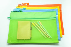 2 Compartment Fabric Neon Colour Zipper Pencil Case (A4)