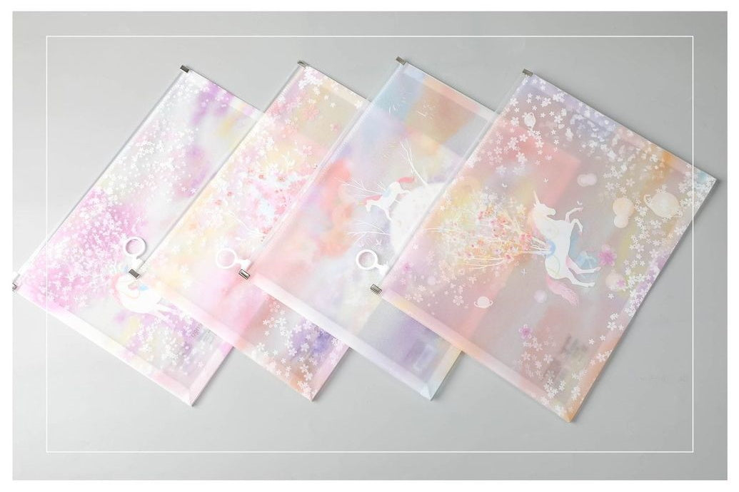 Unicorn Design Translucent Zip File Case (A4)