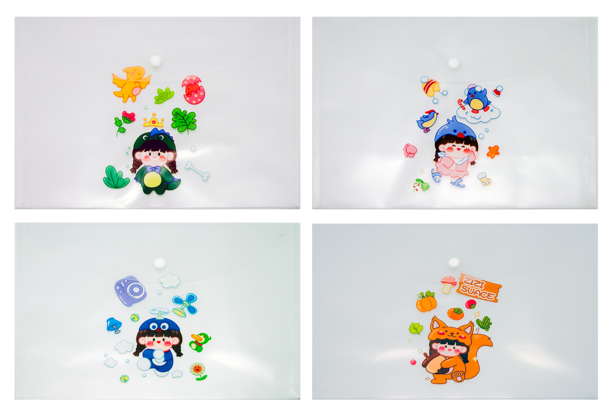 Cute Animal Dressing Theme A4 PP Snap Button File (Pack of 12pcs)