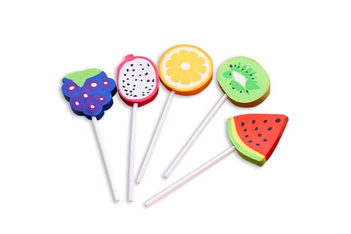 Fruit Lollipop Design Erasers