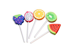 Fruit Lollipop Design Erasers