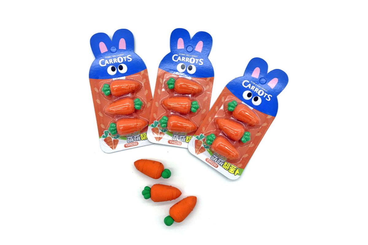 Baby Carrots 3 Piece Eraser Set