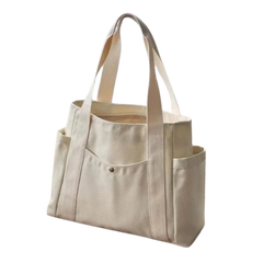 Canvas Shoulder Tote Bag w/ Pockets (Deliver in 4-6 weeks)