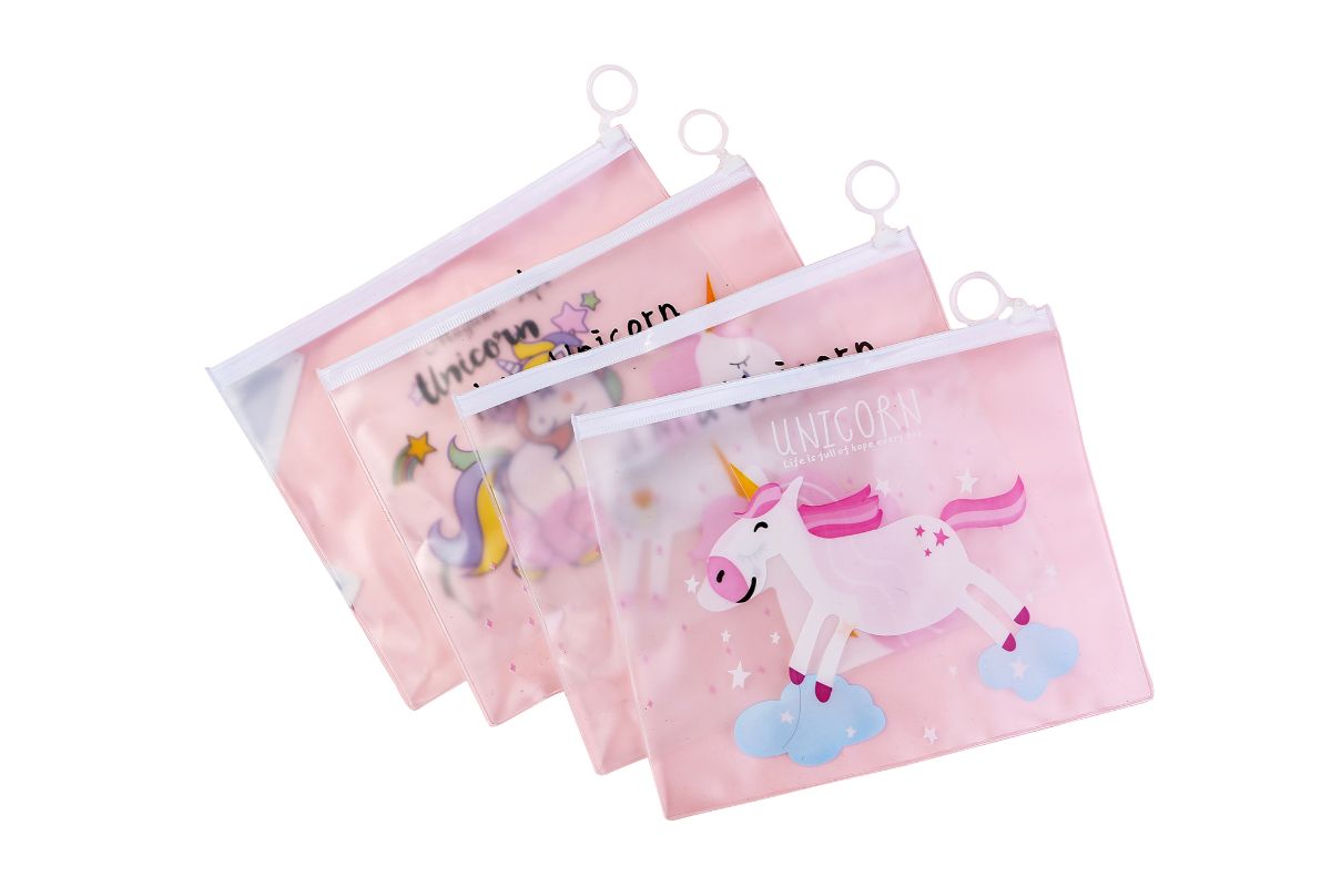 Whimsical Unicorn Design Transparent Zip Case