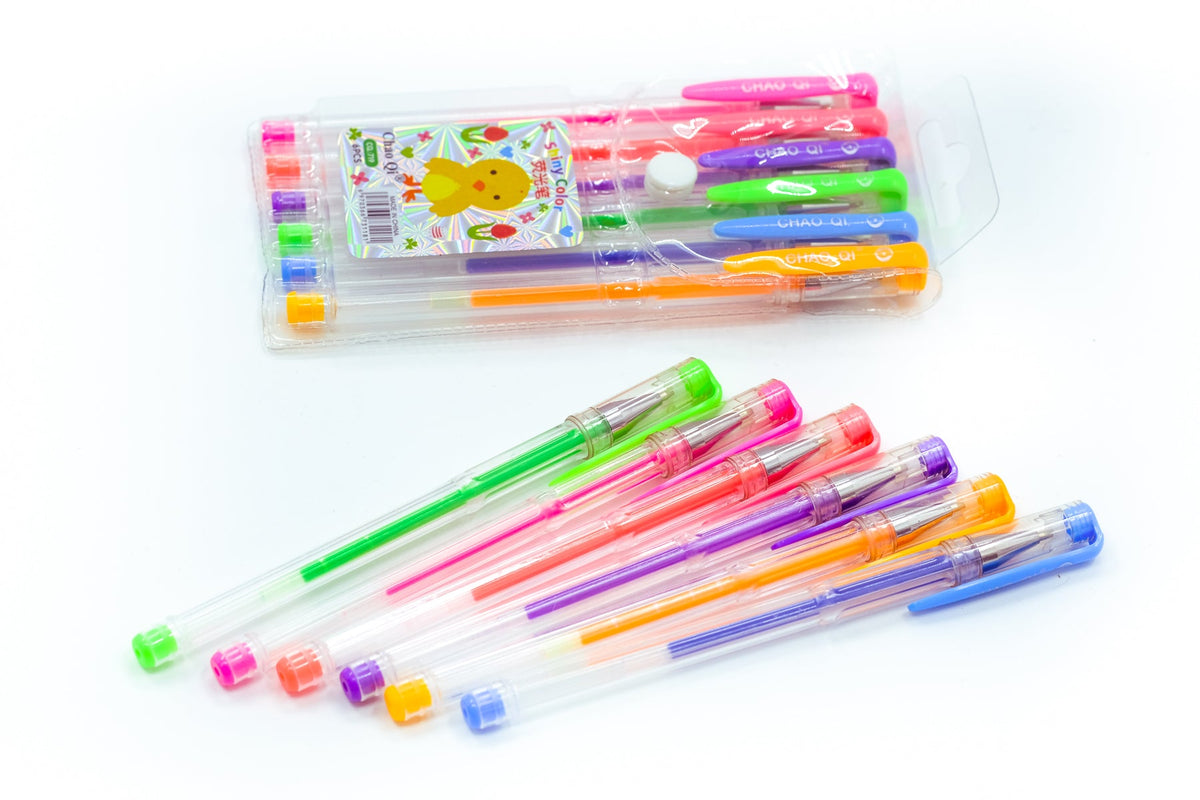 Neon Gel Pen 6pc Set