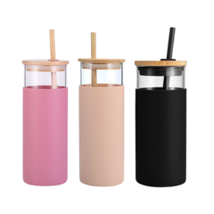 Glass Tumbler w/ Bamboo Straw (Deliver In 4-6 weeks)