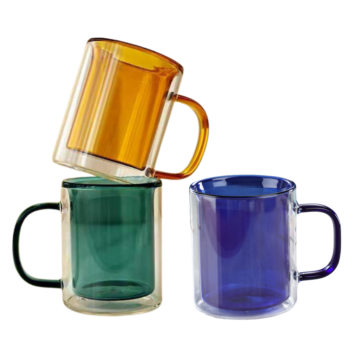Colorful Transparent Double Wall Glass Mug (Deliver In 4-6 weeks)