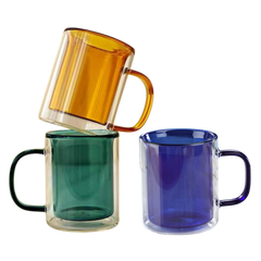 Colorful Transparent Double Wall Glass Mug (Deliver In 4-6 weeks)