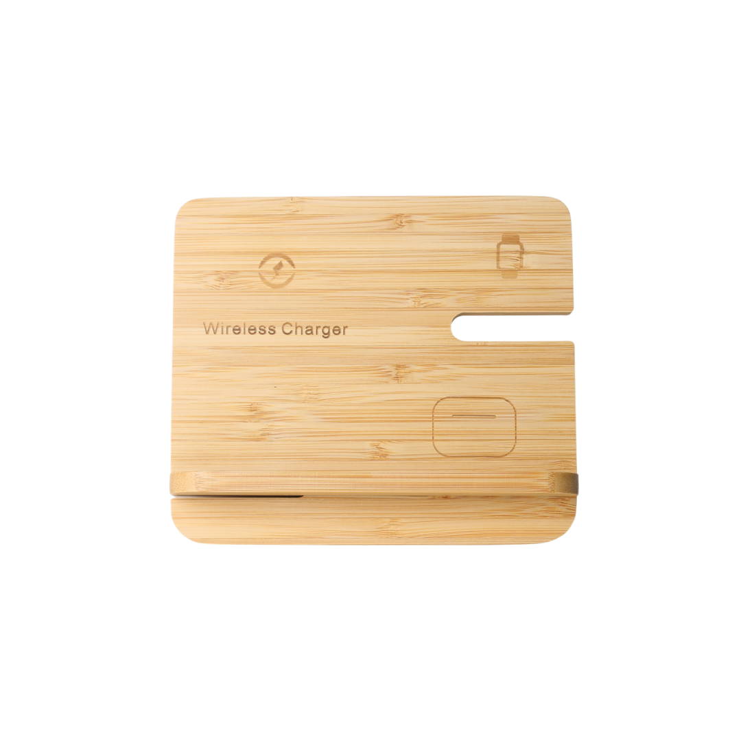3-in-1 Multifunctional Bamboo Wireless Charger (Deliver in 4-6 weeks)