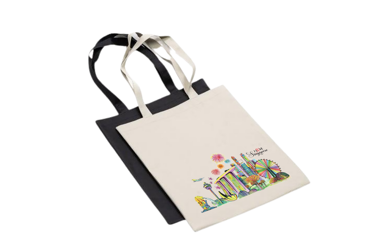Full Colour Singapore Design 600D Tote Bag