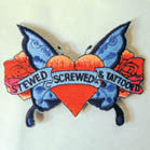HEART TATTOOED 4 INCH PATCH (Sold by the piece or dozen ) -* CLOSEOUT AS LOW AS .75 CENTS EA