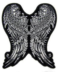 ORNATE ANGEL WINGS EMBROIDERED PATCH 5 INCH (Sold by the piece)