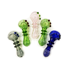 4.5" Hand Pipe Spoon with Double Ring and Bubble Trap Art
