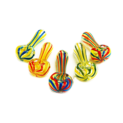 3" Hand Pipe Silver Fumed Glass and Color Line