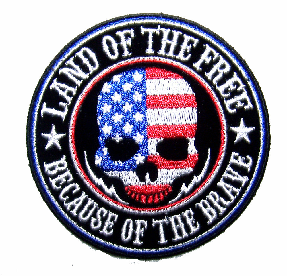 LAND OF THE FREE 4 IN EMBROIDERED PATCH  (sold by the piece )