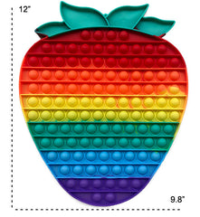12 INCH STRAWBERRY RAINBOW  BUBBLE POP IT SILICONE STRESS RELIEVER TOY (sold by the piece )