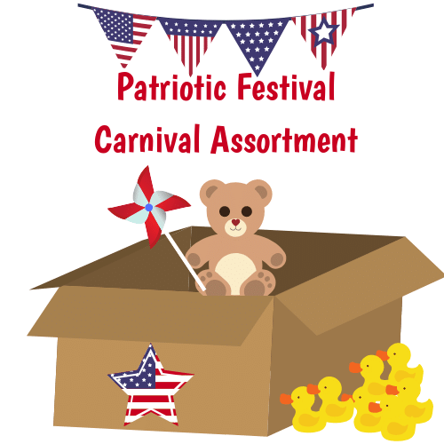 Patriotic Festival/Carnival Assortment (1860 total items - includes stuffed animals)