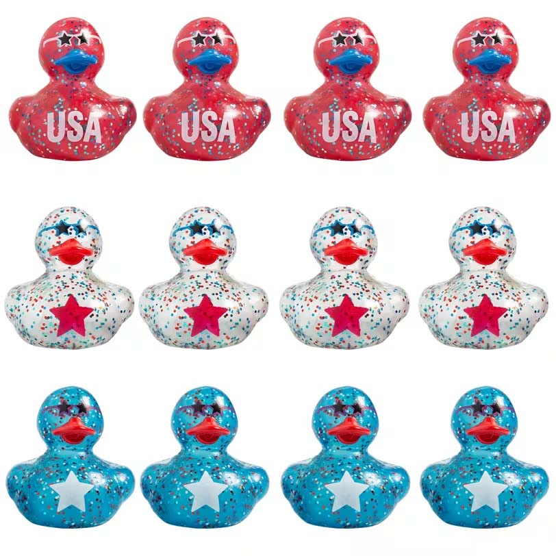 Patriotic Polka Dot USA Rubber Ducky Assortment 2" (DZ)