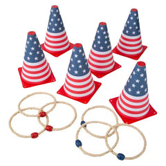Patriotic USA Flag Cone Ring Toss Game 5.25" x 8" (EACH)
