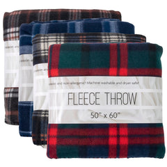 Bulk Plaid Fleece Blankets 50" x 60"