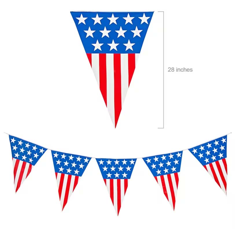 Plastic Large Patriotic Pennant Banner 24' (EACH)