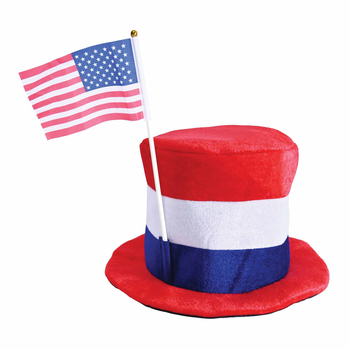 Plush Patriotic Top Hat With American Flag (EACH)