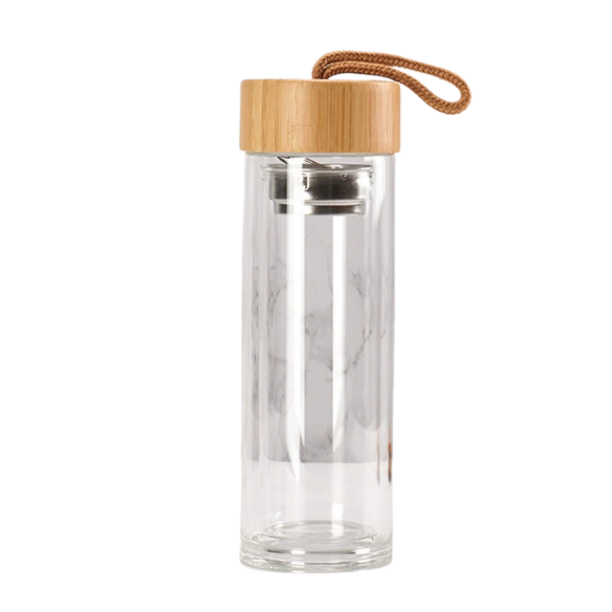 Double Walled Glass Bottle with Bamboo Cap