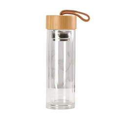 Double Walled Glass Bottle with Bamboo Cap