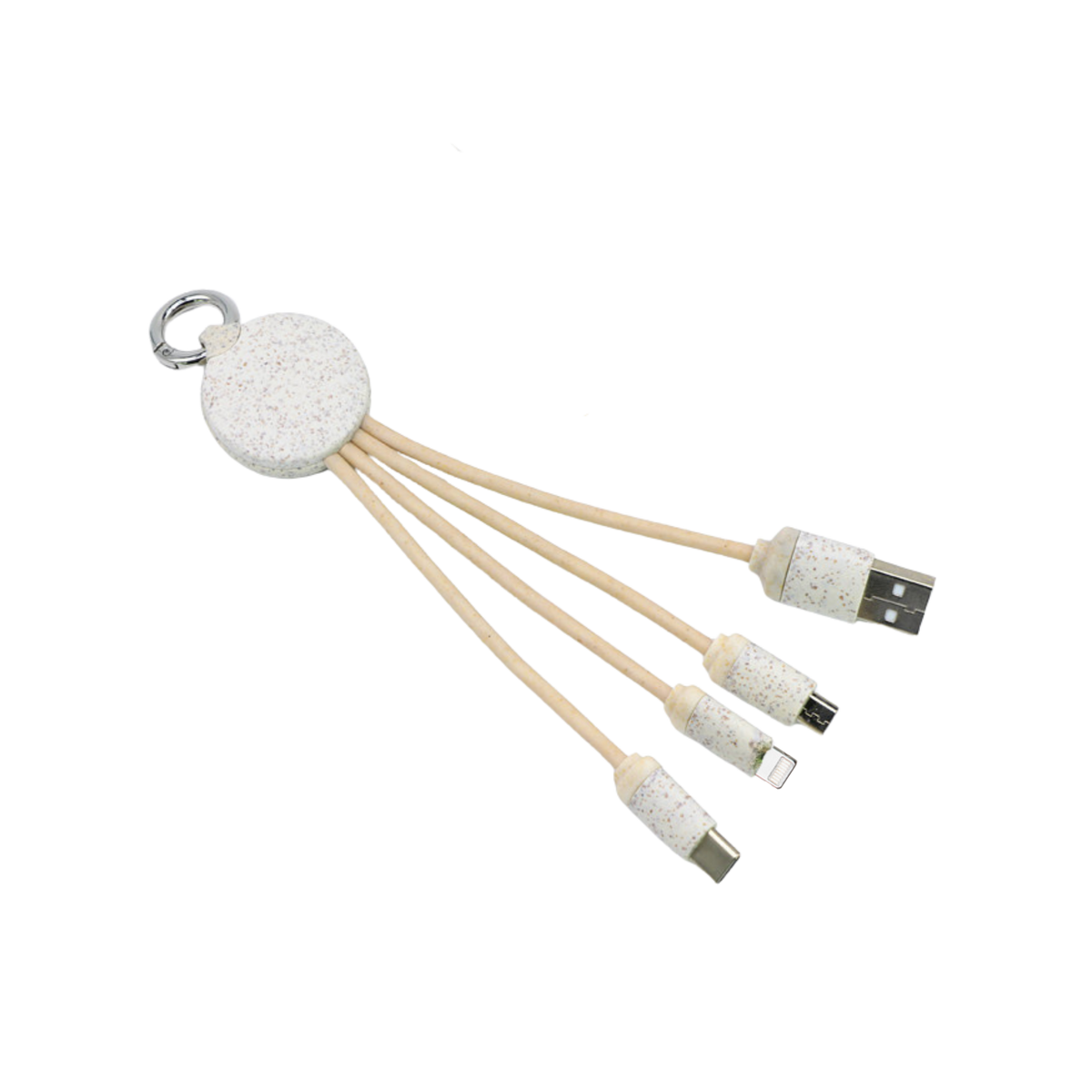 Wheat Straw 3-in-1 Keychain Charging Cable (Deliver in 4-6 weeks)