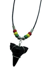 REGGAE BLACK SHARK TOOTH ROPE NECKLACE ( sold by the piece or dozen )
