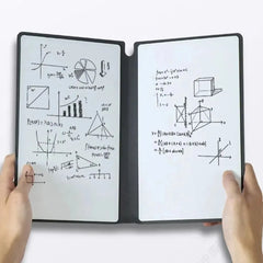 0907GG 1 Pcs Reusable Whiteboard Notebook Set With Whiteboard Pen Erasing Cloth Leather Memo Pad Weekly Planner Portable Stylish Office