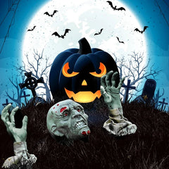 1707BA Halloween Decoration Horror Skull Head Garden Lawn Skull Ground Plug Set Creepy Props Trick or Treat Party Supplies Decoration